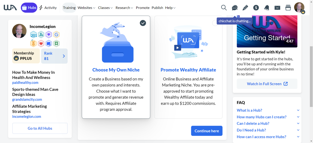 wealthy Affiliate offers affiliate training choices