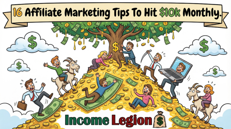A group of people climbing a mountain of success with a money tree at the top.